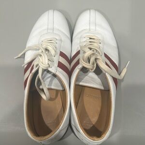Bally tennis shoes white red stripe leather cross size 38 or 7.5 sneakers retro